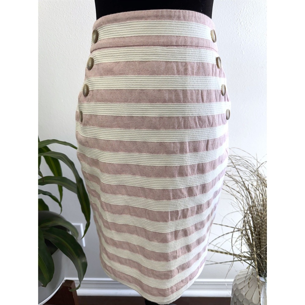 LOFT 100% Cotton Nautical Textured Pencil Skirt Size 6 Corporate Coastal Chic - Picture 8 of 8